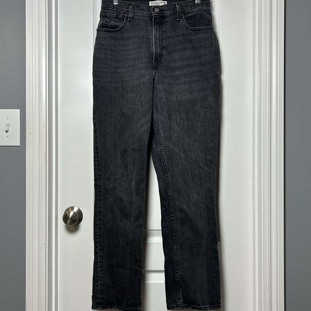 Abercrombie & Fitch Washed Black 90s Straight Ultra High Rise Curve Love Jeans